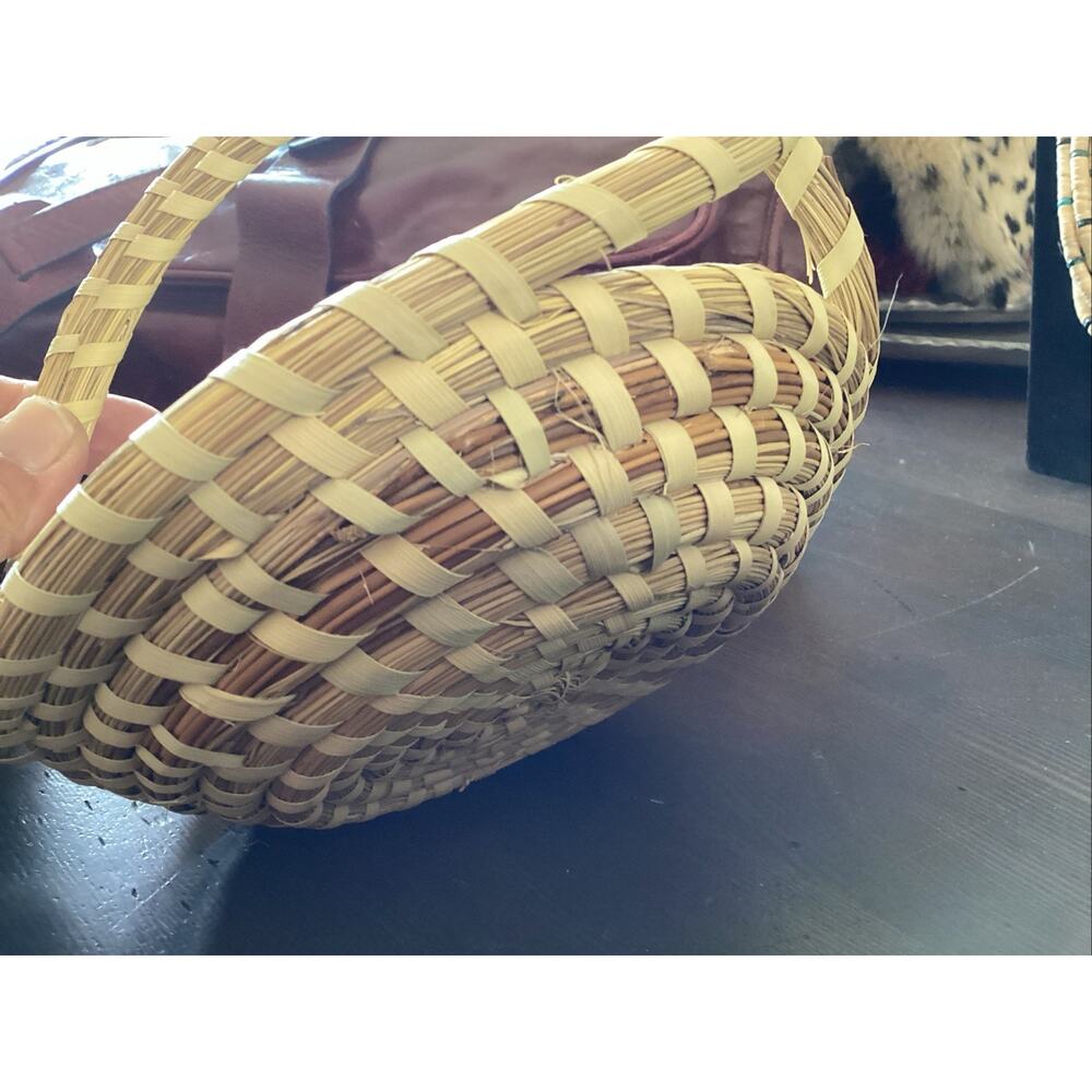 Gullah South Carolina Charleston Sweetgrass Basket Double Handle - Picture 5 of 11